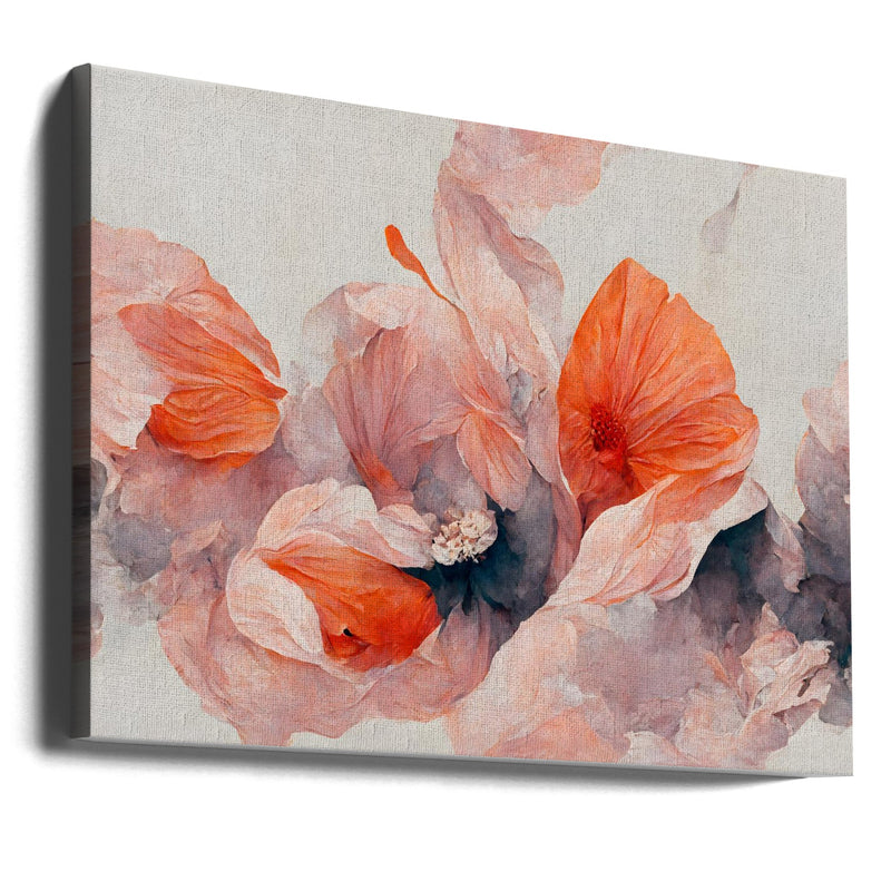 Salmon Flowers - Stretched Canvas, Poster or Fine Art Print I Heart Wall Art