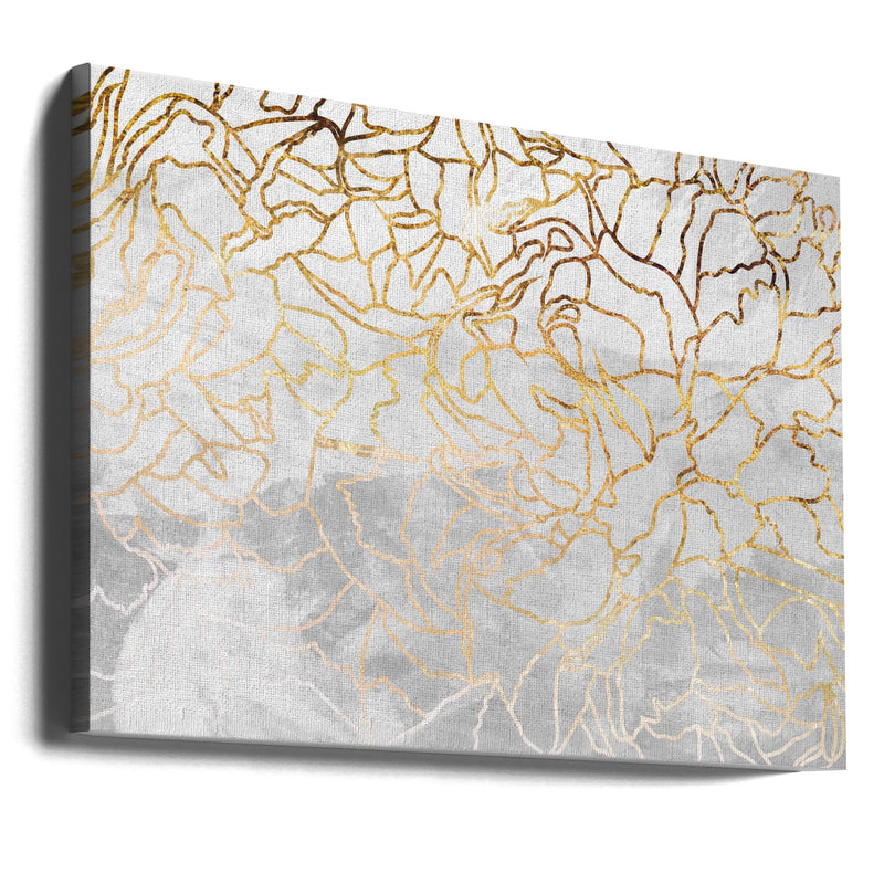 Abstract gold line art wall mural - Stretched Canvas, Poster or Fine Art Print I Heart Wall Art