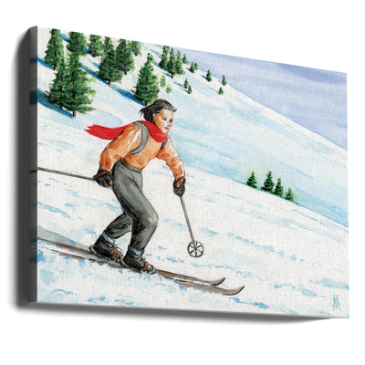 Downhill Skier - Stretched Canvas, Poster or Fine Art Print I Heart Wall Art