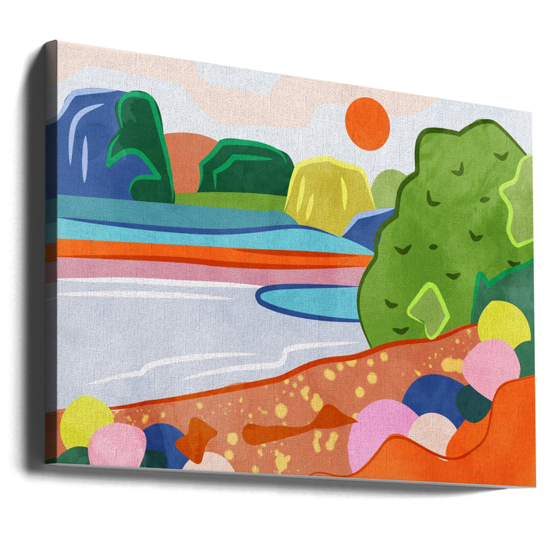 Pastel Sunset Over the Valley - Stretched Canvas, Poster or Fine Art Print I Heart Wall Art