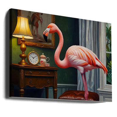 Flamingo's Cozy Corner - Stretched Canvas, Poster or Fine Art Print I Heart Wall Art