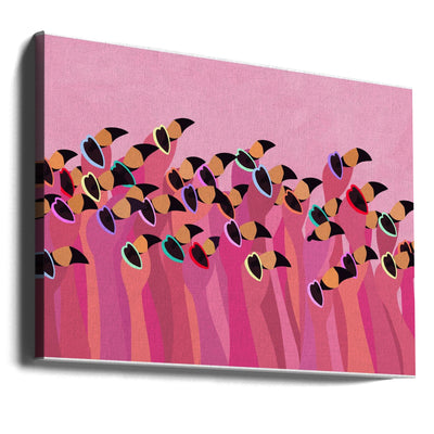 Flock flamingo peach - Stretched Canvas, Poster or Fine Art Print I Heart Wall Art