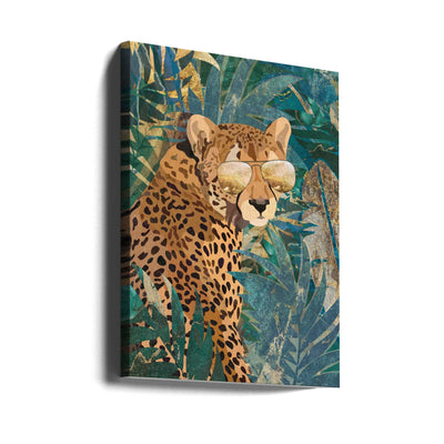 Rockstar cheetah in the jungle - Stretched Canvas, Poster or Fine Art Print I Heart Wall Art