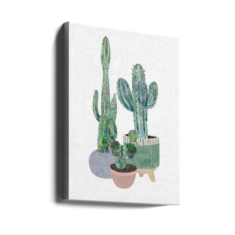 Scandi Japandi Cactus trio - Stretched Canvas, Poster or Fine Art Print I Heart Wall Art