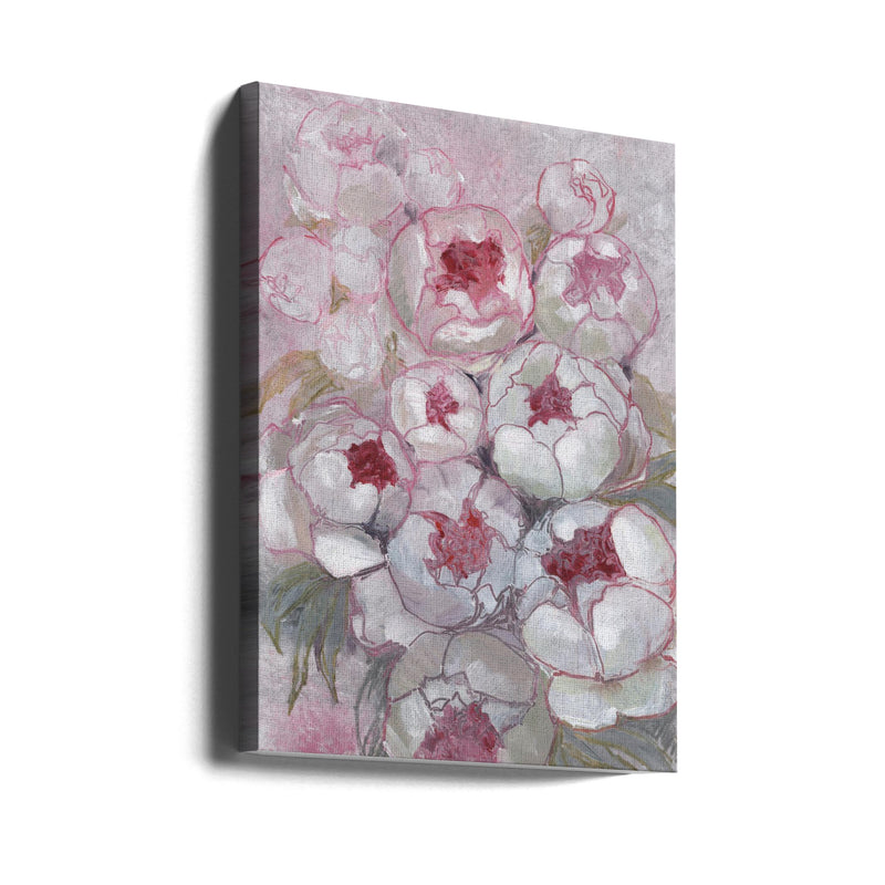 Nuria bouquet of peonies in pink - Stretched Canvas, Poster or Fine Art Print I Heart Wall Art