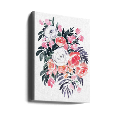 Harriet bouquet in raspberry pink - Stretched Canvas, Poster or Fine Art Print I Heart Wall Art