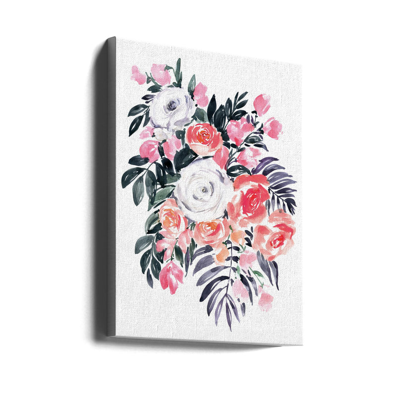 Harriet bouquet in raspberry pink - Stretched Canvas, Poster or Fine Art Print I Heart Wall Art