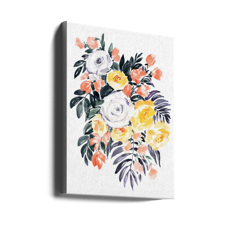 Harriet bouquet in coral - Stretched Canvas, Poster or Fine Art Print I Heart Wall Art