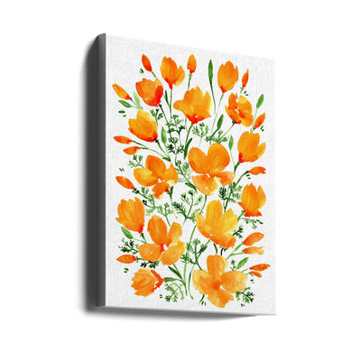 Watercolor California poppies - Stretched Canvas, Poster or Fine Art Print I Heart Wall Art