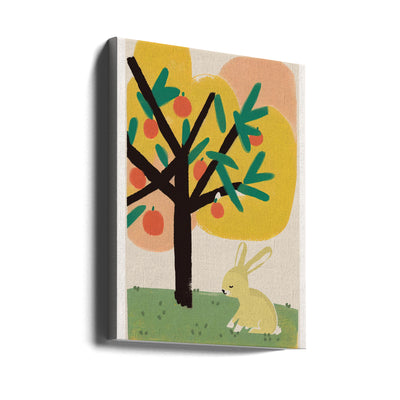 Bunny Under Apple Tree - Stretched Canvas, Poster or Fine Art Print I Heart Wall Art