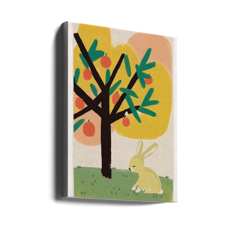 Bunny Under Apple Tree - Stretched Canvas, Poster or Fine Art Print I Heart Wall Art