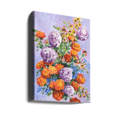Marigold And Hydrangea - Stretched Canvas, Poster or Fine Art Print I Heart Wall Art