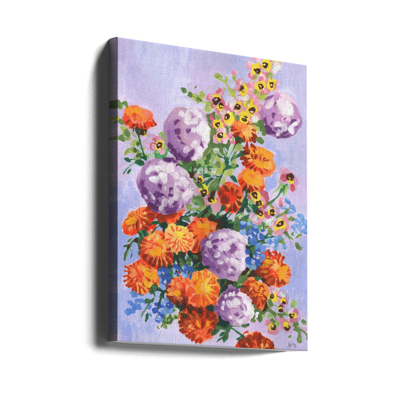 Marigold And Hydrangea - Stretched Canvas, Poster or Fine Art Print I Heart Wall Art