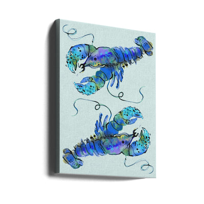 Lobsters On Azure - Stretched Canvas, Poster or Fine Art Print I Heart Wall Art