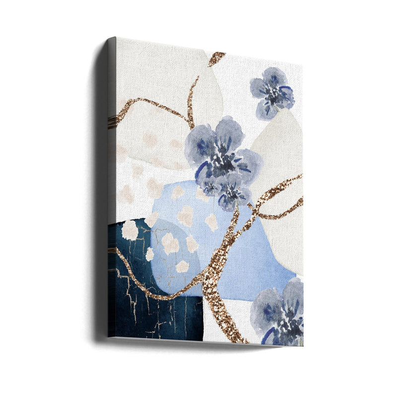 Floral Blue-3 - Stretched Canvas, Poster or Fine Art Print I Heart Wall Art
