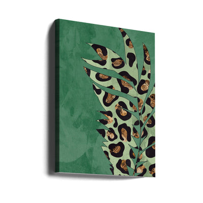 Green leopard print palm leaf - Stretched Canvas, Poster or Fine Art Print I Heart Wall Art