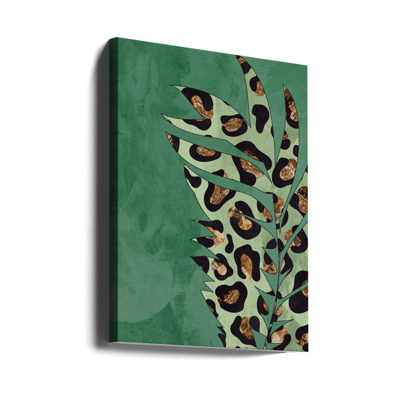 Green leopard print palm leaf - Stretched Canvas, Poster or Fine Art Print I Heart Wall Art