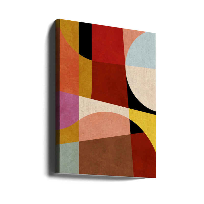 Warm Colors Bauhaus Geometry2 - Stretched Canvas, Poster or Fine Art Print I Heart Wall Art