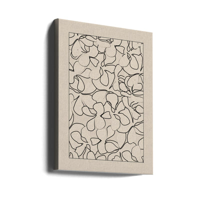 Seamless Pattern of Outlined Flowers - Stretched Canvas, Poster or Fine Art Print I Heart Wall Art