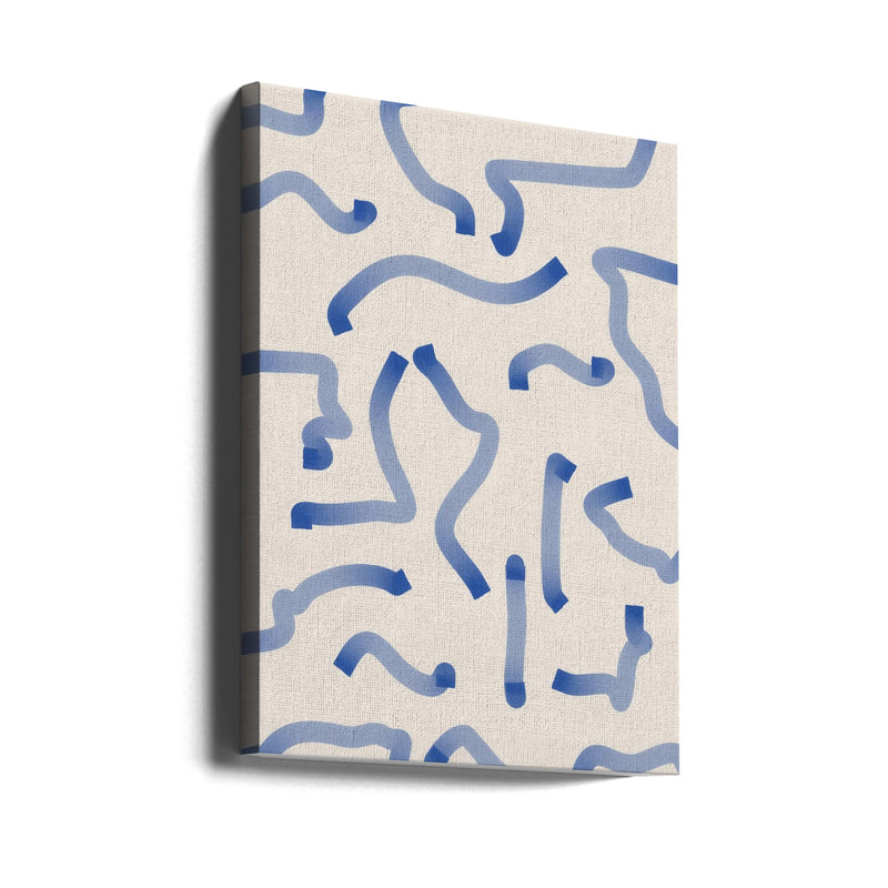 Blue Meandering Paths - Stretched Canvas, Poster or Fine Art Print I Heart Wall Art