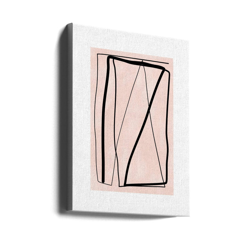 Black Lines On A Soft Peach Background - Stretched Canvas, Poster or Fine Art Print I Heart Wall Art