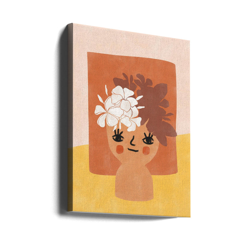 Floral Whimsy Face - Stretched Canvas, Poster or Fine Art Print I Heart Wall Art