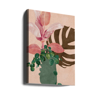 Leaves More 6 Pink - Stretched Canvas, Poster or Fine Art Print I Heart Wall Art