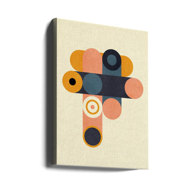 Rainbow Plus Shapes  Blue Mustard8 - Stretched Canvas, Poster or Fine Art Print I Heart Wall Art