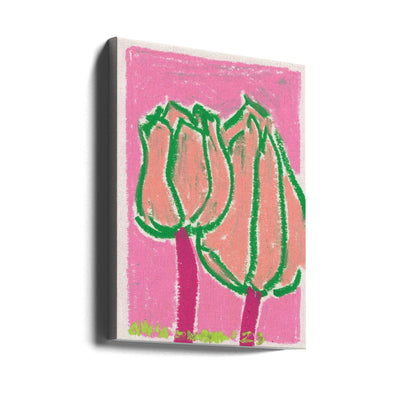 Pink Tulips - Stretched Canvas, Poster or Fine Art Print I Heart Wall Art