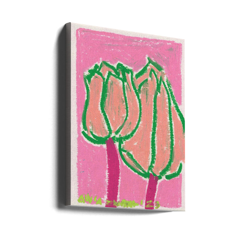 Pink Tulips - Stretched Canvas, Poster or Fine Art Print I Heart Wall Art