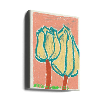 Pink Tulips Peach - Stretched Canvas, Poster or Fine Art Print I Heart Wall Art
