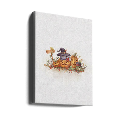 Witch Cat In the Halloween - Stretched Canvas, Poster or Fine Art Print I Heart Wall Art