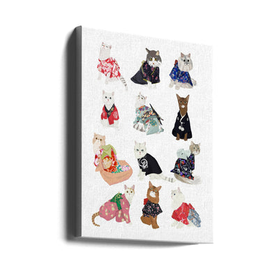 Cat In Kimono - Stretched Canvas, Poster or Fine Art Print I Heart Wall Art