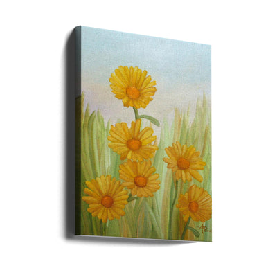 Field of Yellow Daisies - Stretched Canvas, Poster or Fine Art Print I Heart Wall Art