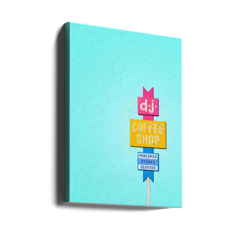 DJ Coffeeshop Sign - Stretched Canvas, Poster or Fine Art Print I Heart Wall Art