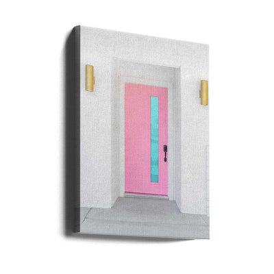 Pink Door with a Blue Window - Stretched Canvas, Poster or Fine Art Print I Heart Wall Art
