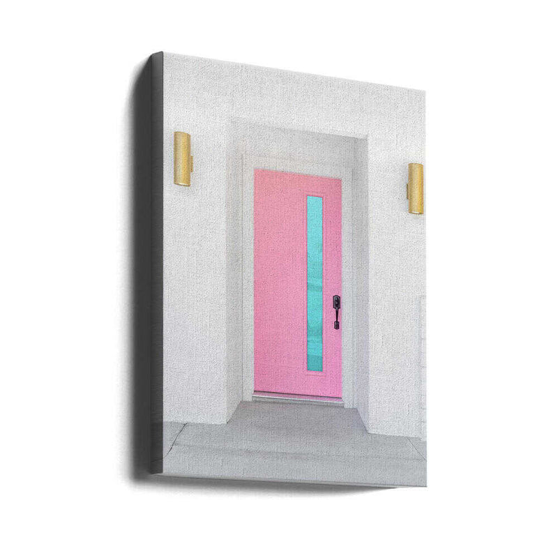 Pink Door with a Blue Window - Stretched Canvas, Poster or Fine Art Print I Heart Wall Art