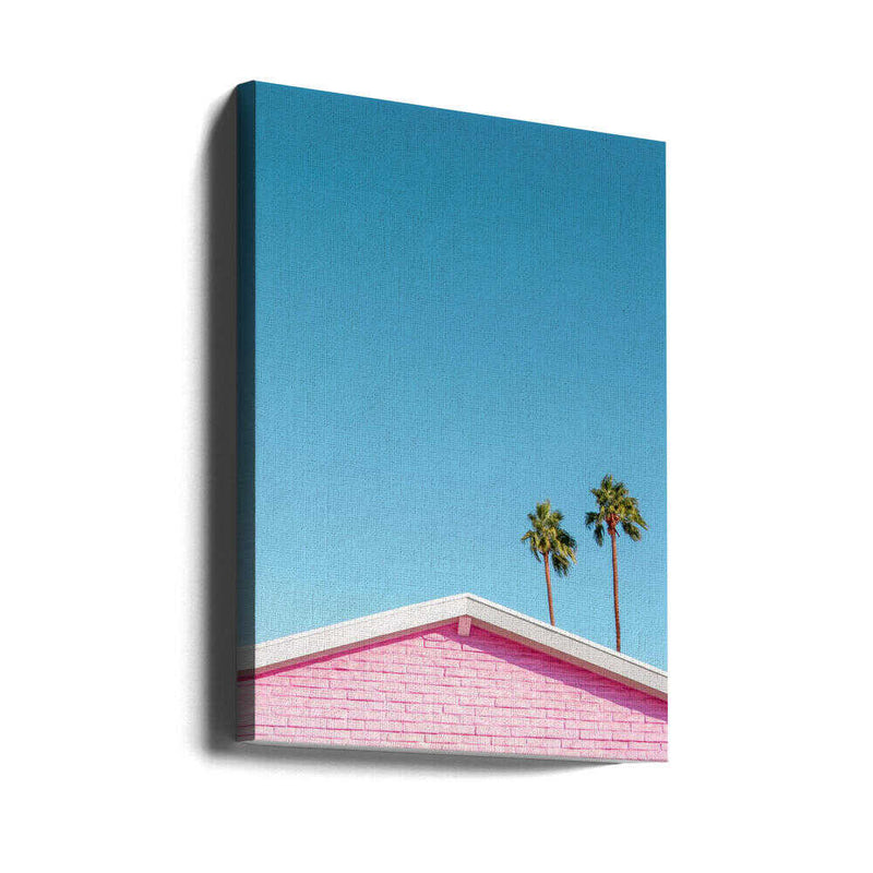 Pink Roofline with Palm Trees - Stretched Canvas, Poster or Fine Art Print I Heart Wall Art
