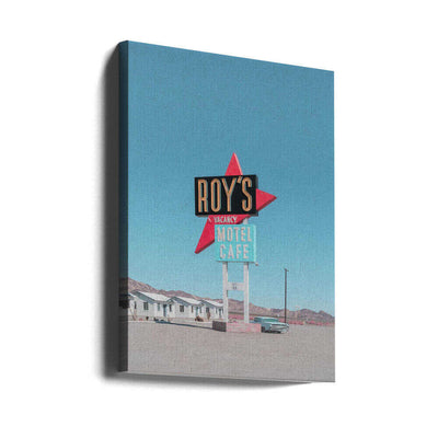 Roy&#039;s Motel Cafe Retro Sign - Stretched Canvas, Poster or Fine Art Print I Heart Wall Art