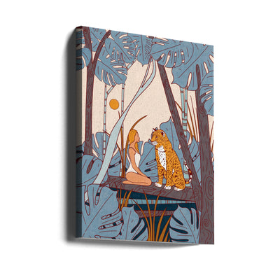 The Girl and the Leopard - Stretched Canvas, Poster or Fine Art Print I Heart Wall Art