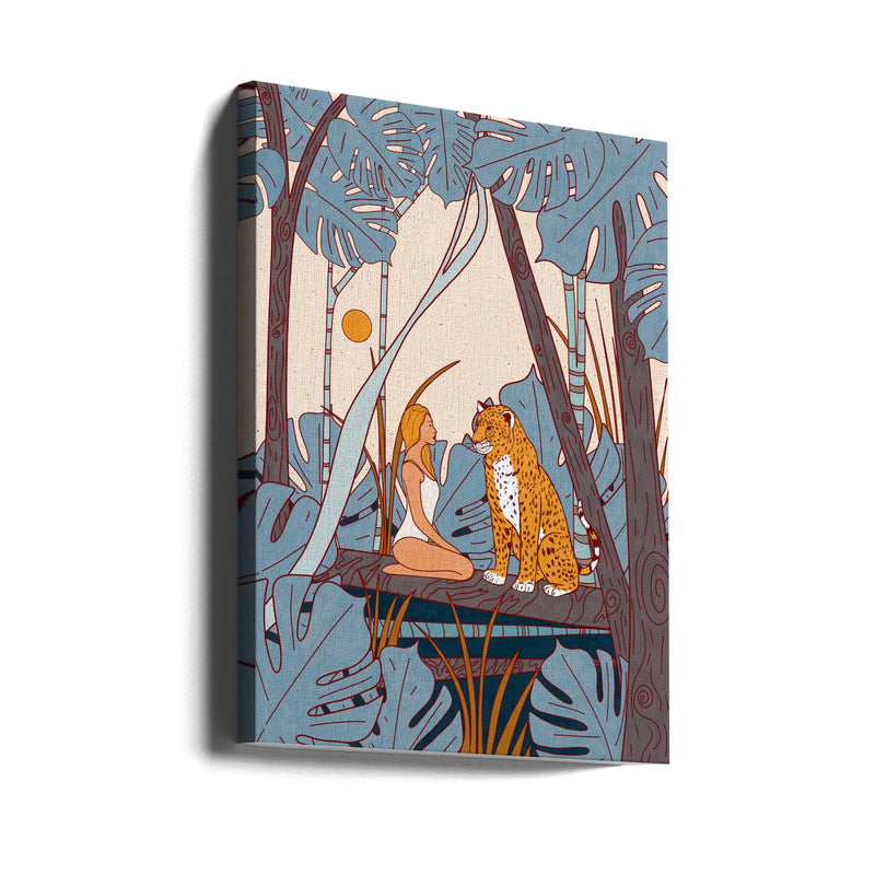 The Girl and the Leopard - Stretched Canvas, Poster or Fine Art Print I Heart Wall Art