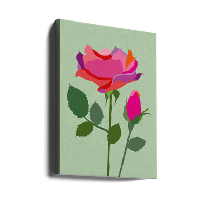 Popart Rose I - Stretched Canvas, Poster or Fine Art Print I Heart Wall Art