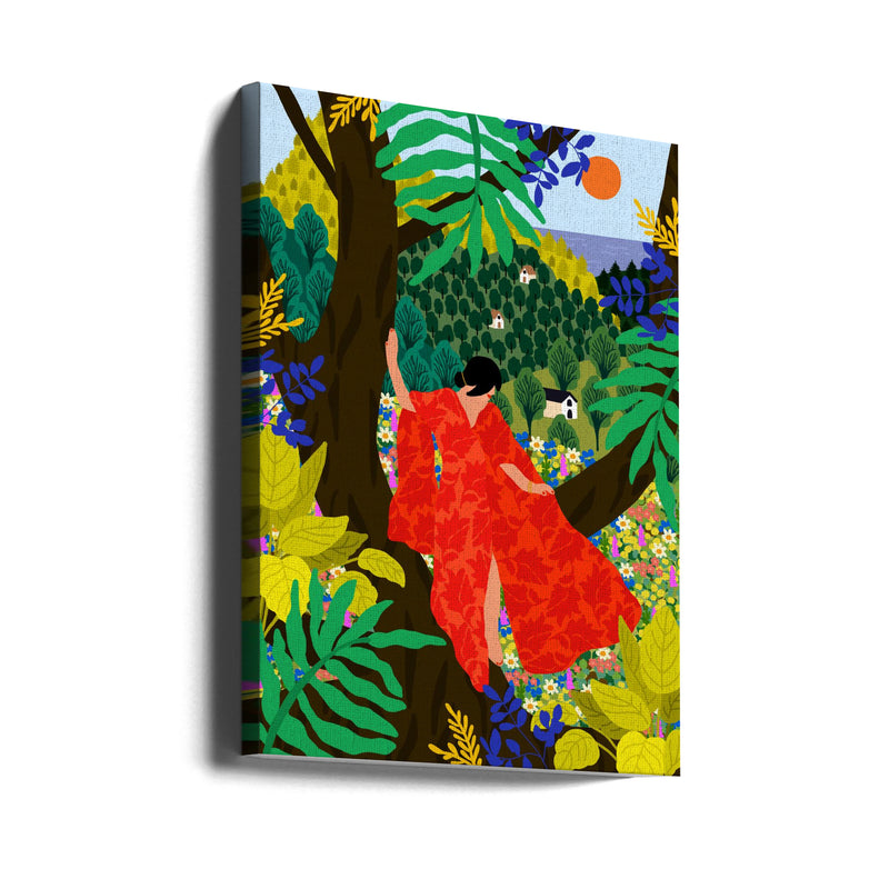 9933x14043 Din 76 Girl In a Tree - Stretched Canvas, Poster or Fine Art Print I Heart Wall Art