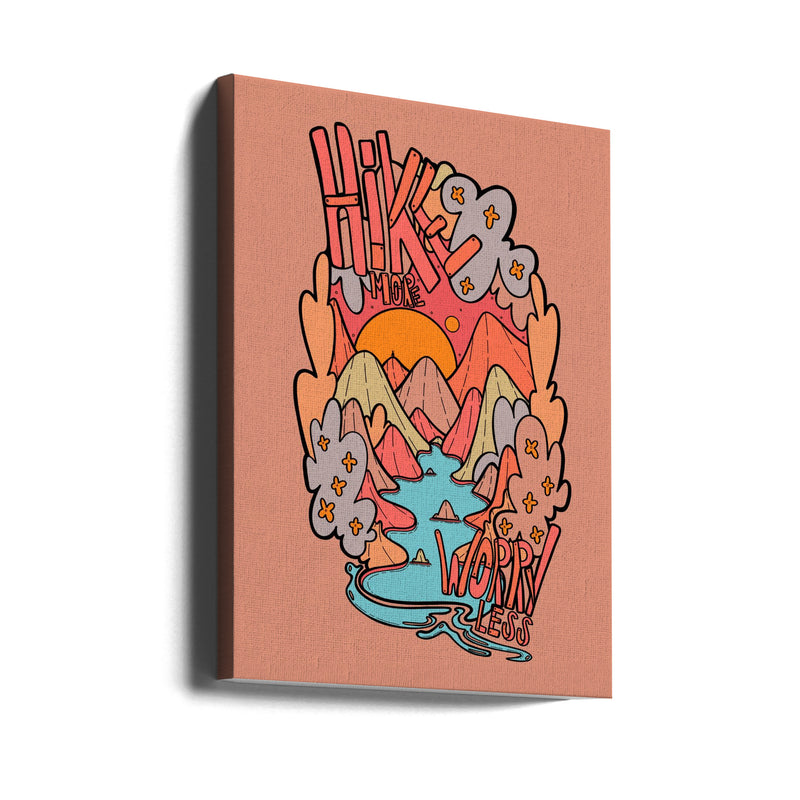 Hike More Worry Less - Stretched Canvas, Poster or Fine Art Print I Heart Wall Art