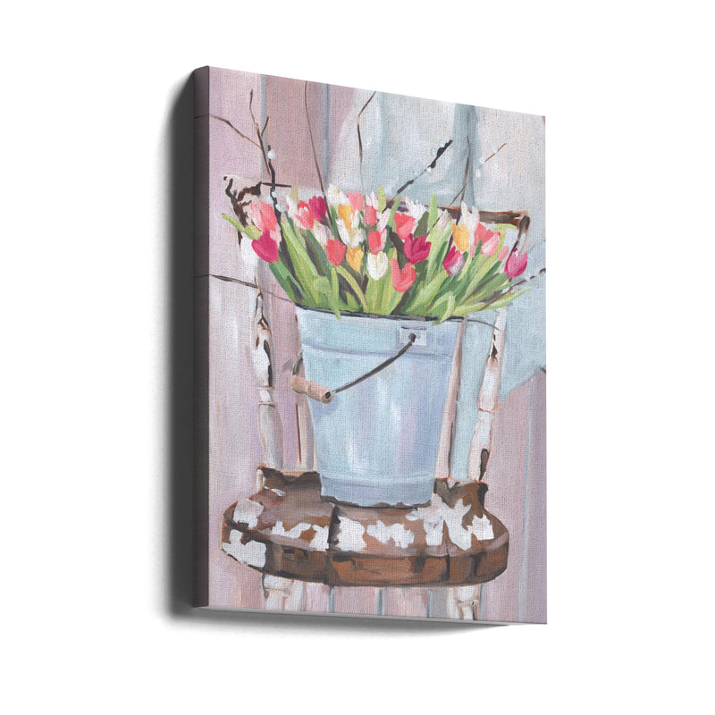 Bucket of Flowers - Stretched Canvas, Poster or Fine Art Print I Heart Wall Art
