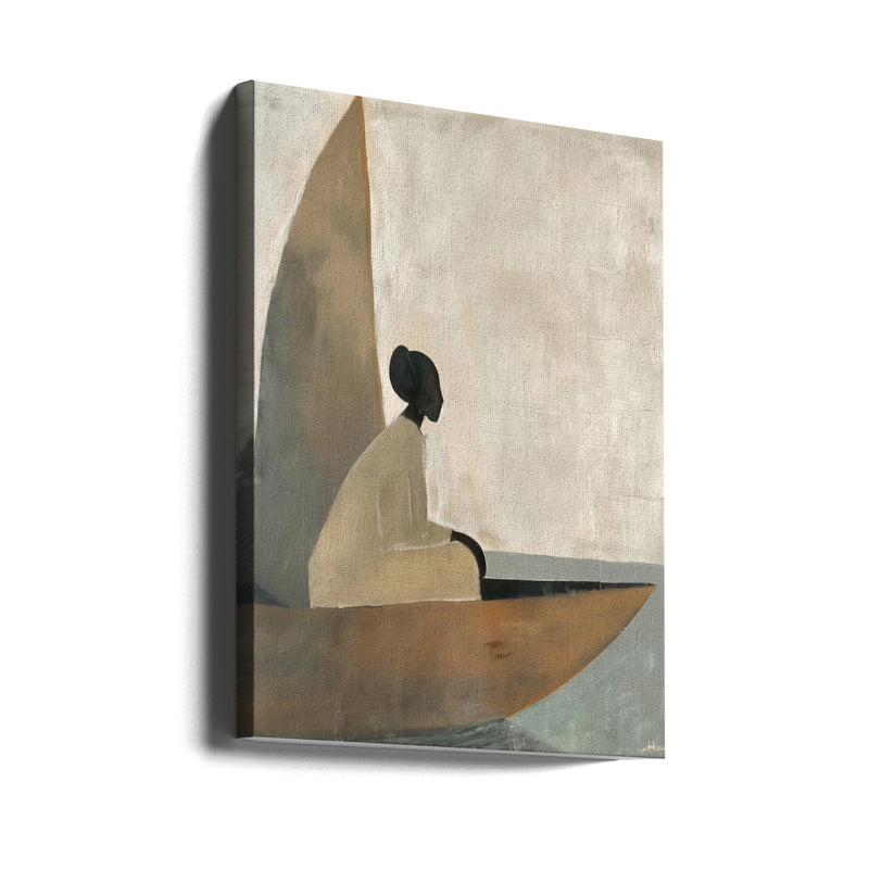 Woman On Boat - Stretched Canvas, Poster or Fine Art Print I Heart Wall Art