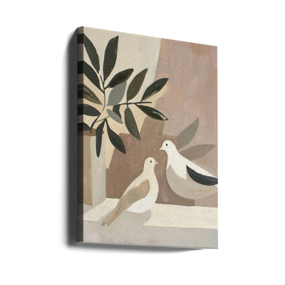 Doves On Patio - Stretched Canvas, Poster or Fine Art Print I Heart Wall Art