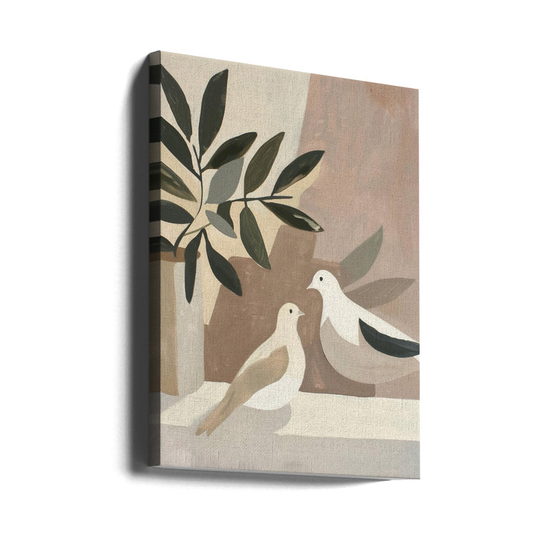 Doves On Patio - Stretched Canvas, Poster or Fine Art Print I Heart Wall Art