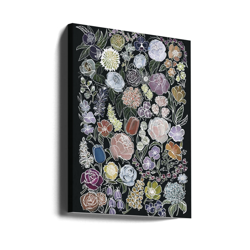 Ragni moody flowers in white - Stretched Canvas, Poster or Fine Art Print I Heart Wall Art