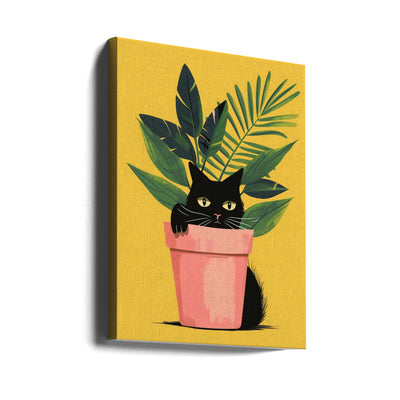 Cat In the Plant - Stretched Canvas, Poster or Fine Art Print I Heart Wall Art